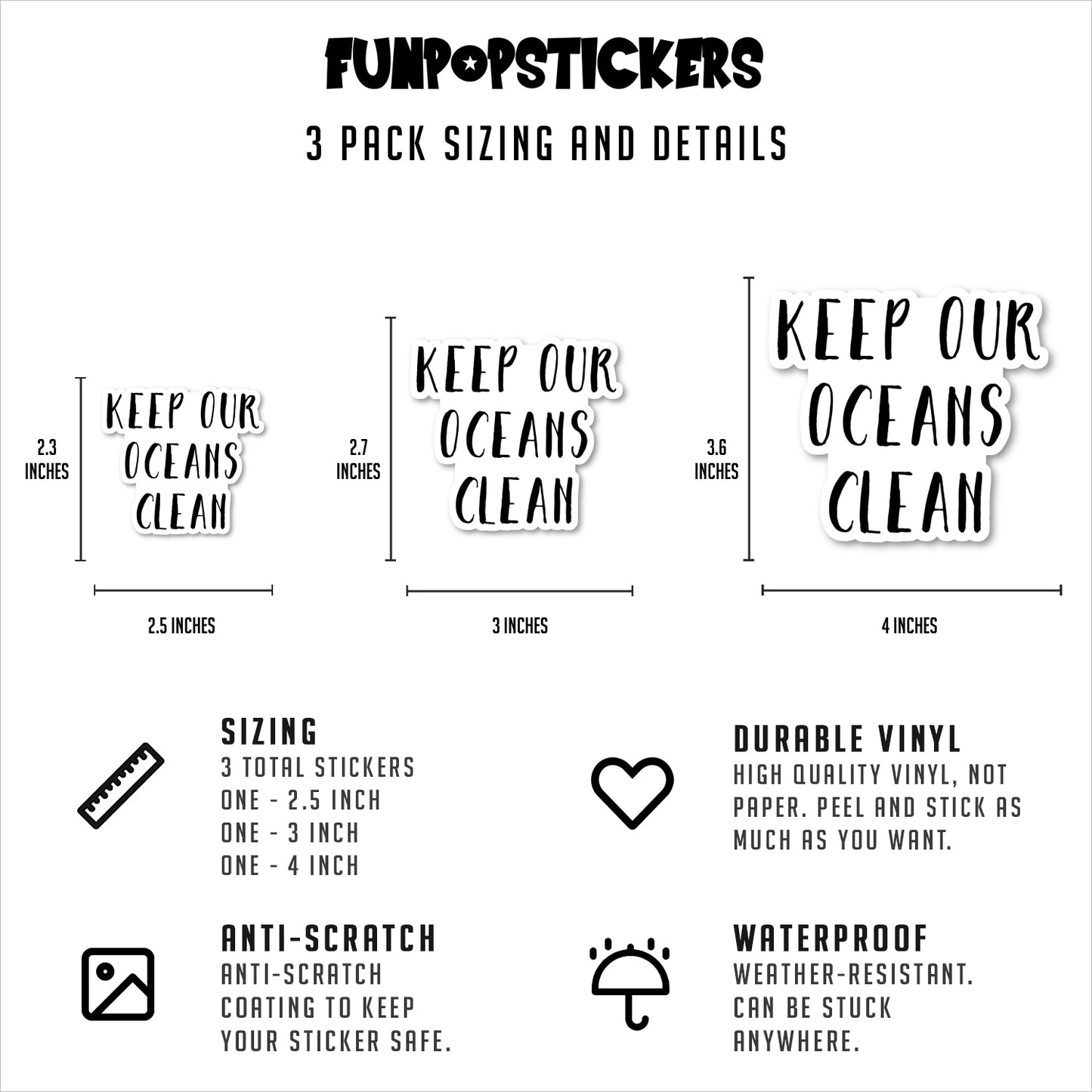 Keep Our Oceans Clean Vinyl Stickers