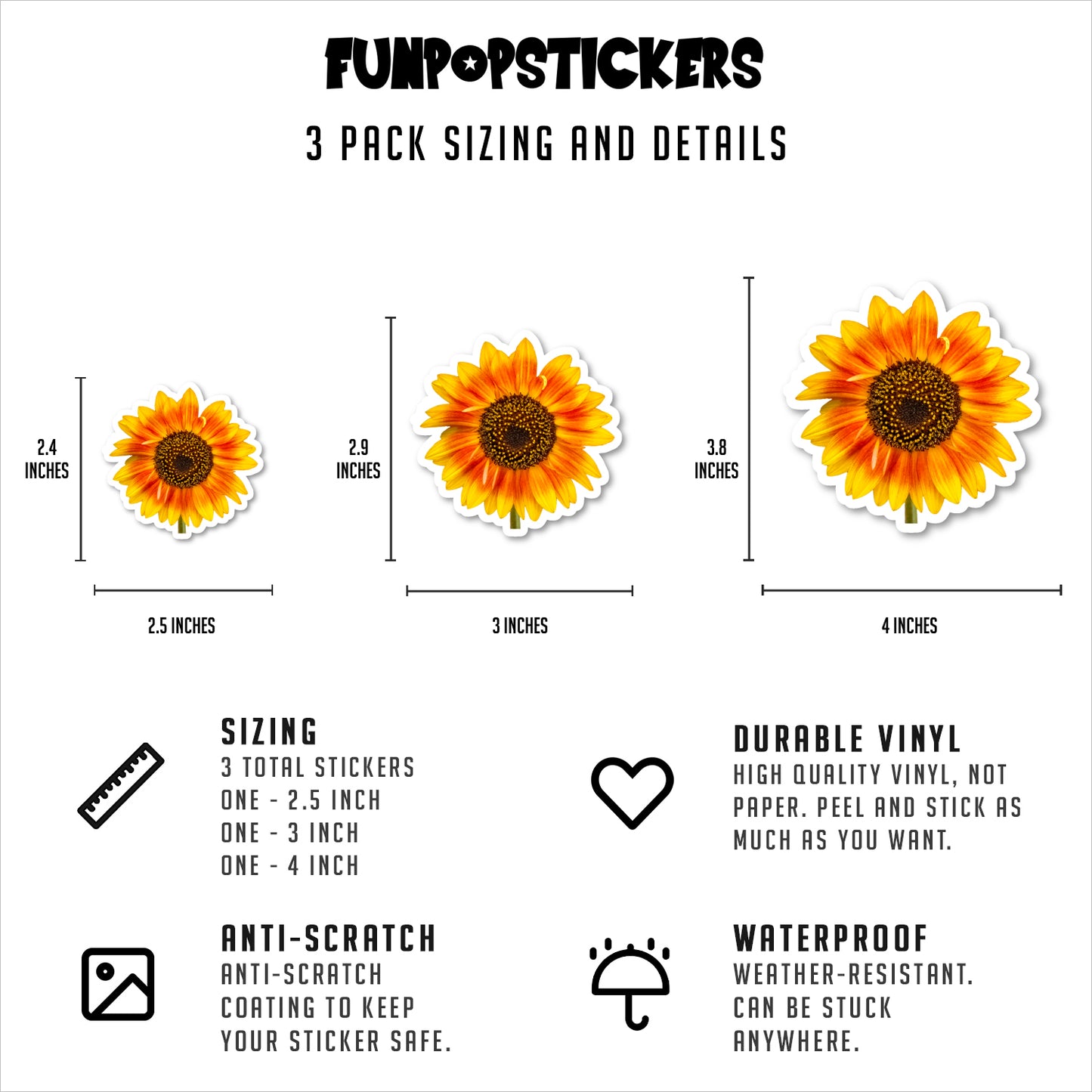 Sunflower Yellow Flowers Vinyl Stickers