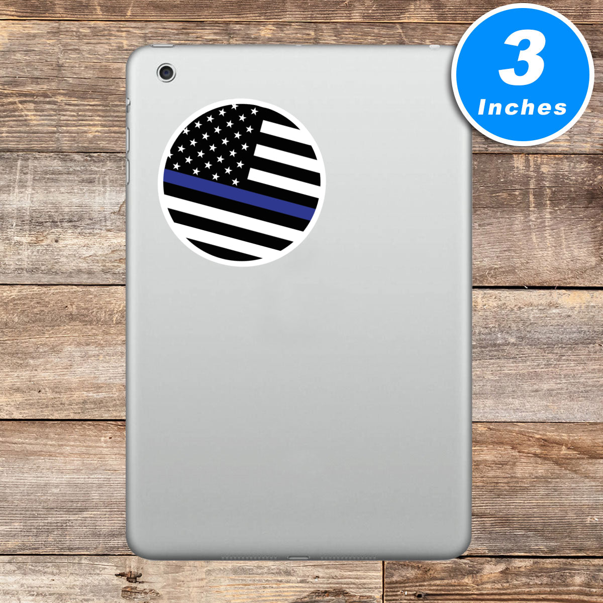 Thin Blue Line American Flag Round Vinyl Stickers