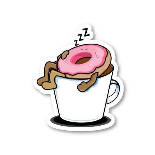 Donut Sleeping In Mug Vinyl Sticker