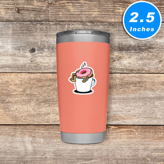 Donut Sleeping In Mug Vinyl Stickers